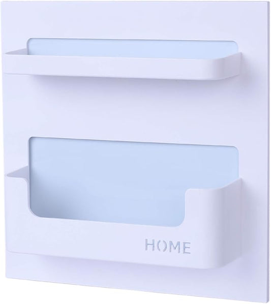 Bedside Shelf Bedroom Dorm Room Rack Organizer Storage -Use as Kid Student Wall Shelf to Organize Headphone,Remotes,Glass,Cellphones(Horizontal Type/White)