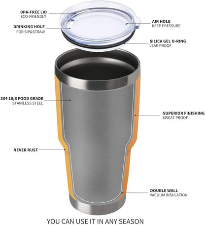 MEWAY 30oz Insulated Tumbler With Lids and Straws,Stainless Steel Double Vacuum Coffee Tumbler Cup, Brush, Durable Powder Coated Coffee Cup for Cold & Hot Drinks, Office, Travel(mixture,4 PACK)