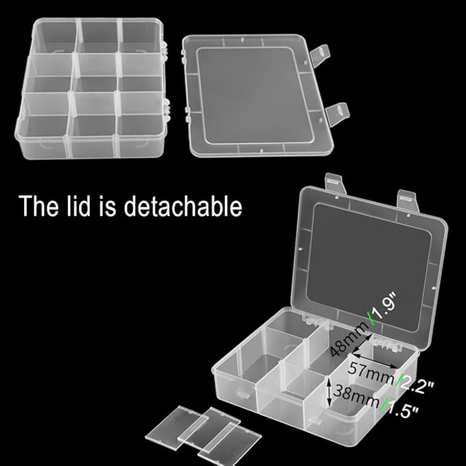 Vidifor 9 Grids Plastic Storage Compartment Organizer Container with Adjustable Dividers for Crafts, Earrings, Screws, Nail, Pins and More (1)