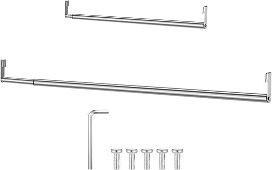 Threehoney Expandable Closet Rod for Wire Shelf Hanging Clothes Adjustable Heavy Duty Closet Hanging Rod Extender Heavy Duty Hanger Bar Metal Poles for Wardrobes Hanger, 1 Pack (24-41 Inch,Silver)