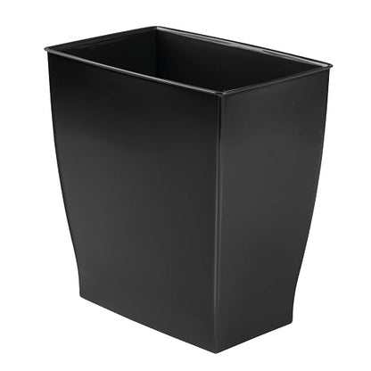 iDesign Small Plastic Bathroom Trash Can, Slim Rectangle, 2-Pack, Black | Garbage Bin for Bedroom, Office, Dorm
