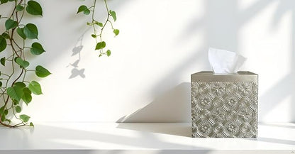 Hymmah Modern Square Tissue Box Cover Holder,Bathroom Accessories Decor Unique Design Tissue Box Cover for Bathroom Vanity Counter Tops Also Great for Bedrooms and Living Rooms (Gold)