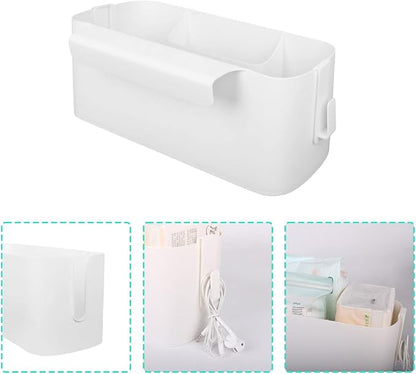 Bedside Caddy Hanging Basket Organizer with Hooks Dorm Bunk Beds Shelf Night Table Storage Holder for Remote Controls Magazines Phone Glasses Bottle (White)