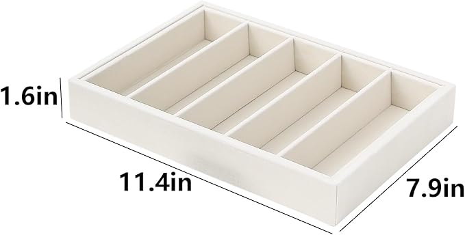 Bedside Organizer - Multi-use Holder for Desk Drawer, Nightstand, Desktop - Catchall Tray for Jewelry, Sunglasses, Phone, Watch, Perfume, Lipstick (Beige 5Grid)