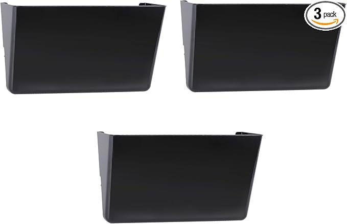 EASEPRES 3 Pack Black Plastic Single Pocket Hanging File Organizer, Wall Mount Paper Mails Magazines Holder, Mounted Folder Bins for Office School and Home, 12.99x4.13x7.48 inches