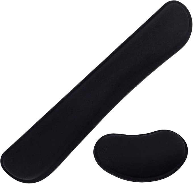 MXCOIRTP Keyboard Wrist Rest Pad, Ergonomic Memory Foam Set Wrist Cushion Support for Easy Typing & Pain Relief, Mouse Wrist Pad, Anti-Slip Wrist Support for Gaming, Computer, Laptop, Office -Black