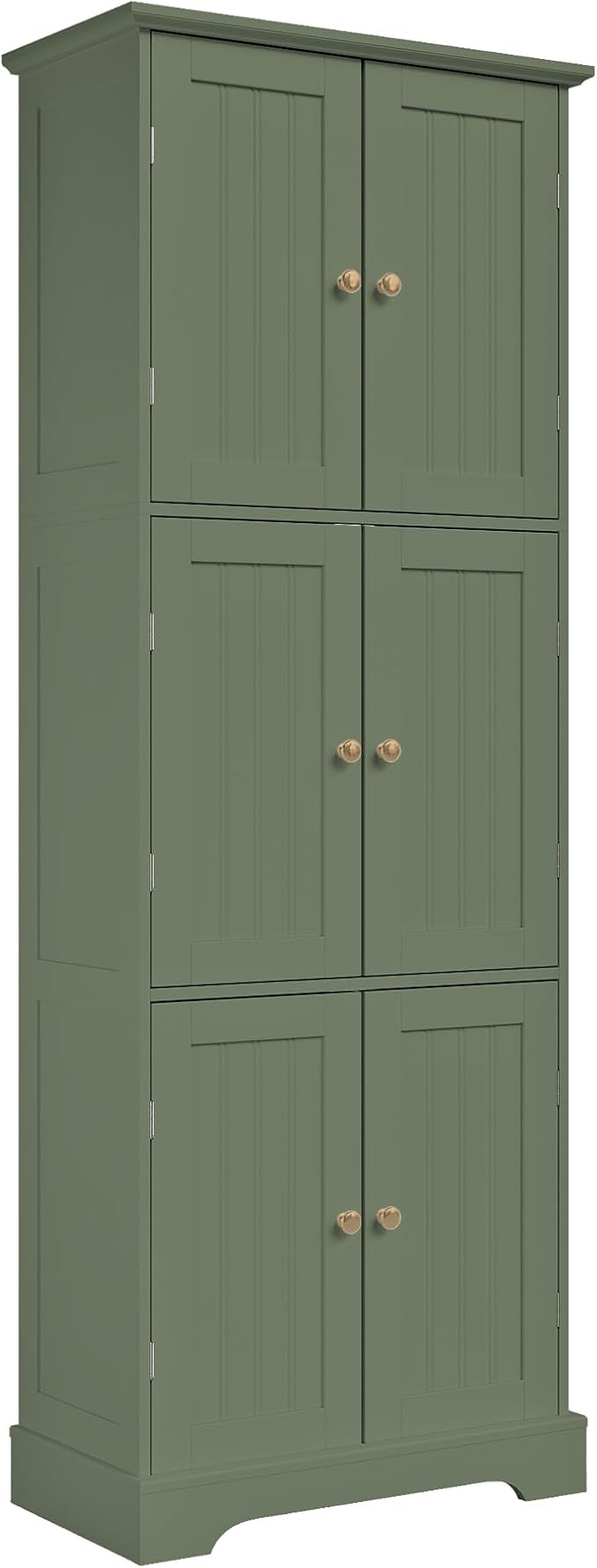ChooChoo Tall Bathroom Storage Cabinet with 6 Doors, Freestanding Floor Cabinet with Adjustable Shelves, Green Pantry Cabinet for Bathroom, Kitchen, Laundry Room