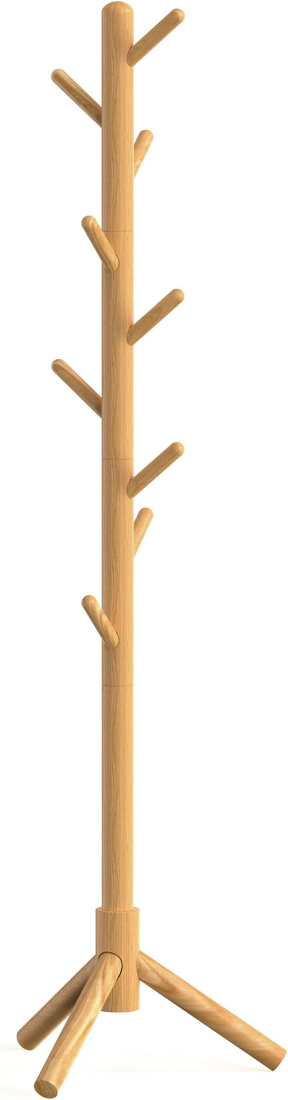 Simple Houseware Wooden Coat Rack Stand Garment Adjustable Tree Rack, 9 Hooks, Oak