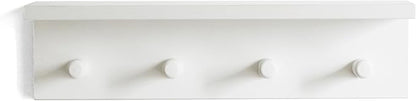 Entrance Coat Rack ，Coat Hooks, Wall-Mounted Wooden Hook Rack, Wall-Mounted Shelves are Very Suitable (White Color Finish—A-1)