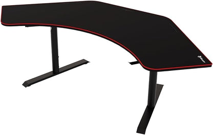 Arozzi Arena Angelo L Shaped GamingDesk, PC GamingDesk L Shape, Height Adjustable L Shaped Standing Desk for Home Office, with Full Coverage Mouse Pad (Black)