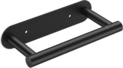 FORIOUS Toilet Paper Holder, Adhesive or Screw Wall Mount Pivoting Tissue Roll Holder for Bathroom, Stainless Steel Rustproof Self Adhesive Toilet Paper Roll Holder no Drilling, Matte Black