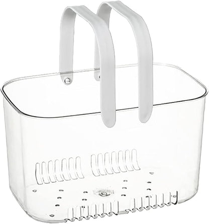 Portable Shower Caddy, Plastic Storage Basket with Handle Box Organizer Bin Drainage Toiletry Tote Bag for Bathroom, Kitchen, College, Gym, Camp (White)