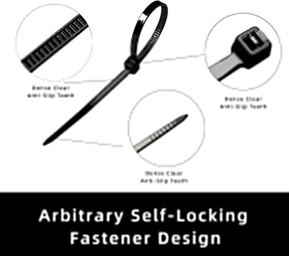 Zip Ties 8 inch, 5000 Pack Black Zip Ties, Self-Locking Nylon Cable Ties with 40 lbs Tensile Strength,Wire Ties for indoor and outdoor use.