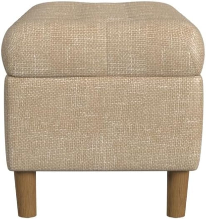Homepop Home Decor | Tufted Ainsley Button Storage Ottoman Bench with Hinged Lid | Ottoman Bench with Storage for Living Room & Bedroom, Light Tan Textured Solid