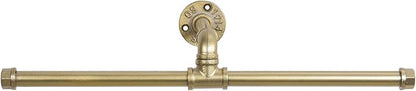 MyGift 20-inch Industrial Brass-Tone Metal Pipe Wall Mounted T-Bar Hanging Clothing Rack