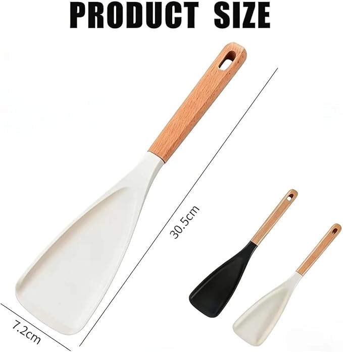 Silicone Cooking Spoon 2-Pack - Safe for Nonstick Cookware, BPA-Free Flexible Design for Cooking and Serving, Matte Black & White