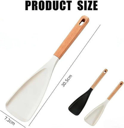 Silicone Cooking Spoon 2-Pack - Safe for Nonstick Cookware, BPA-Free Flexible Design for Cooking and Serving, Matte Black & White