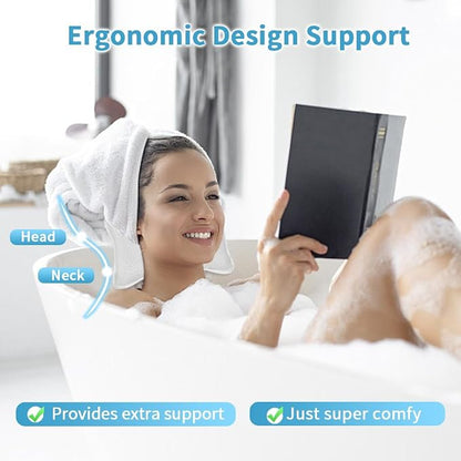 Luxury Bath Pillows for Tub, Slip Resistant Waterproof Bath Pillows for Tub Neck and Back Support with 2 Strong Suction Cups, Relaxing Spa Essentials (White)