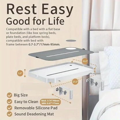 Bedside Shelf for Dorm Room Bunk Bed & Top Bunk, College Dorm Room Essentials, Bedside Caddy, Clip on Floating Desk Tray, Bed Side Table Storage, Loft Nightstand Decor - Cable Catch, Black