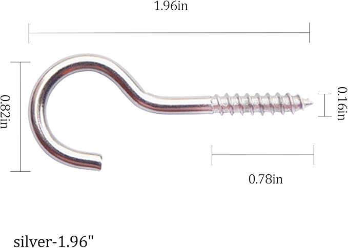 30 Pieces Stainless Steel Screw in Hooks for Hanging,Ceiling Hooks Cup Hook Screw for Hanging Christmas Lights LED Lights Outdoor Christmas Thanksgiving Decorations Indoor(Silver,1.96")
