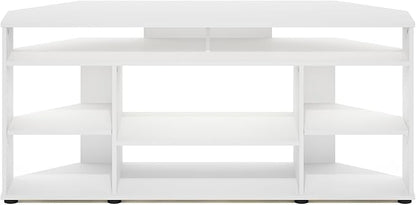 Furinno BESI TV Stand, No Tools Assembly Industrial Style Entertainment Center, TV Console for TV up to 46 Inch, for Living Room, Bedroom, White
