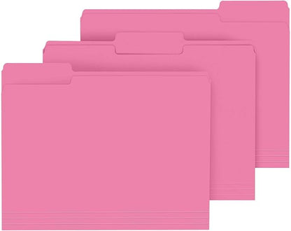 File Folder, PANDRI 120 Pack File Folder, 1/3 Cut Tab, Letter Size, Filing Folder for Office School Business, Pink