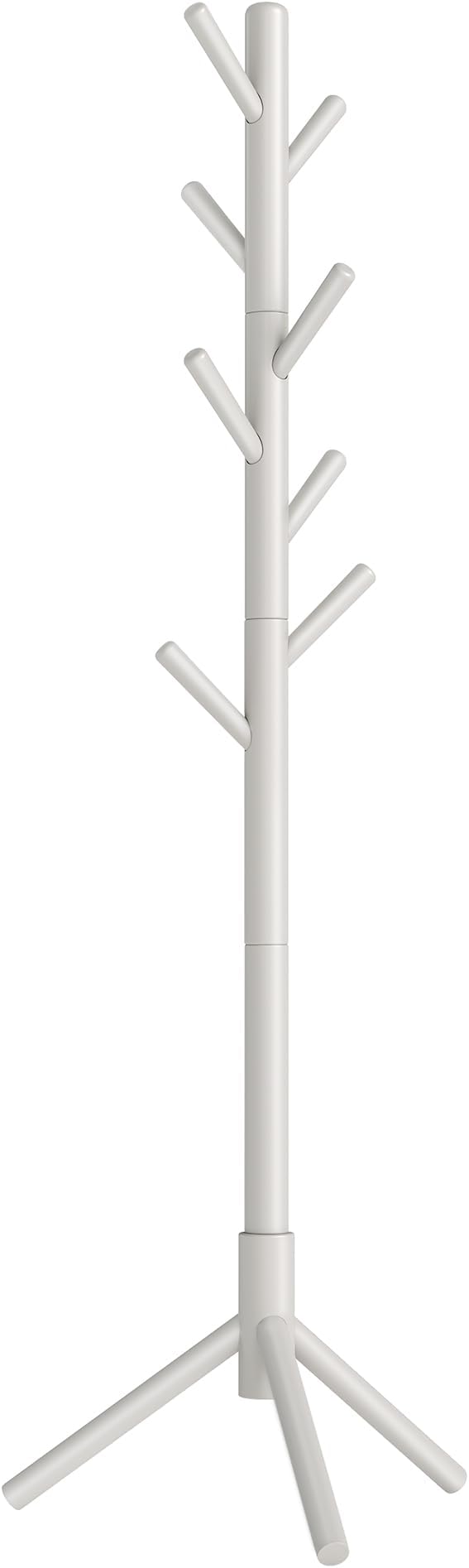 VASAGLE Solid Wood Coat Rack, Free Standing Tree-Shaped Coat Rack with 8 Hooks, 3 Height Options, for Clothes, Hats, Bags, Living Room, Bedroom, Home Office, Cappuccino Beige URCR004K01