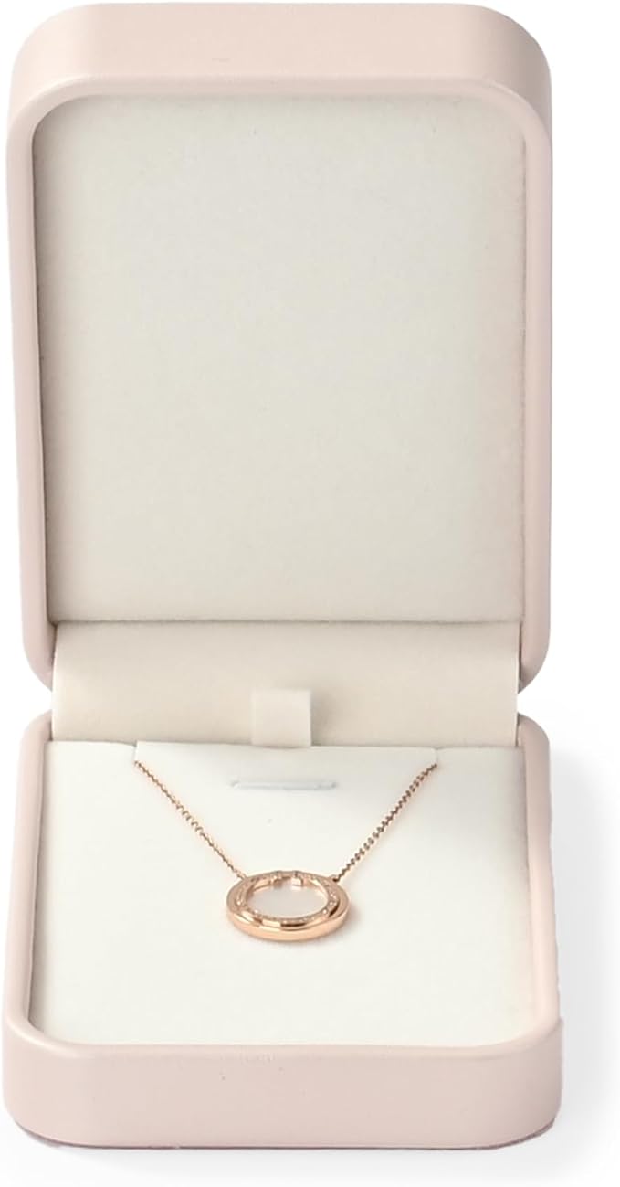 Leather Necklace Gift Box Jewelry Gift Box Pink Necklace Bracelet Chain Case for Wedding Birthday Mother's Day,Valentine's Day (Pink)