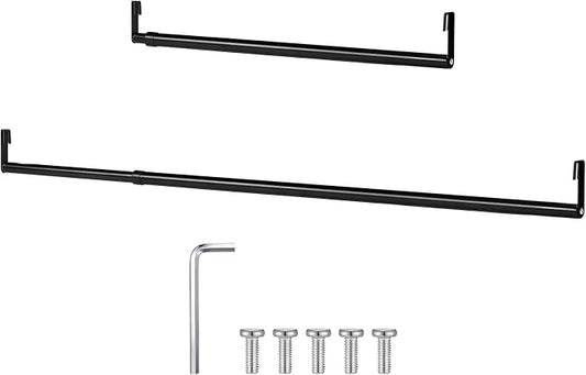 Threehoney Expandable Closet Rod for Wire Shelf Hanging Clothes Adjustable Heavy Duty Closet Hanging Rod Extender Heavy Duty Hanger Bar Metal Poles for Wardrobes Hanger, 1 Pack(36-60 Inch,Black)
