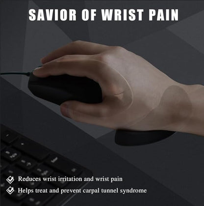 JIKIOU Right-Handed Truly Ergonomic Wrist Rest for Mouse 2 Pack, Carpal Tunnel Support, Pain Relief, Anti-Fatigue, Easy Glide, Office Computer Laptop Gaming Black