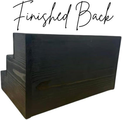 Handmade Tiered Display Shelving - Three Tier Bar Display - Bar Organizer - Liquor Bottle Display (36" with Back, Black)