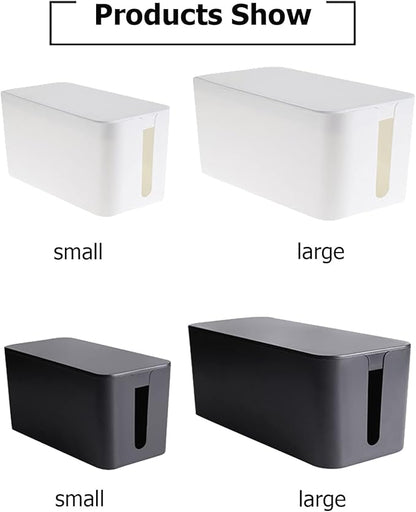Cable Management Box,Cord Organizer Box for Home and Office System to Cover and Hide, Power Strips, Cords,Surge Protector (Large, White)
