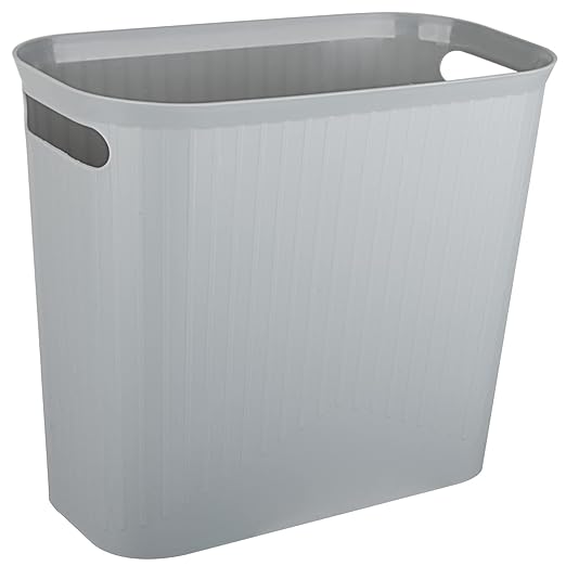 rejomiik Small Trash Can, 3.5 Gallon Garbage Can, Slim Waste Basket, Plastic Trash Bin Container with Handles for Bathroom, Bedroom, Home, Office, Dorm Room, Kitchen, Rectangular, Gray, 1 - Pack
