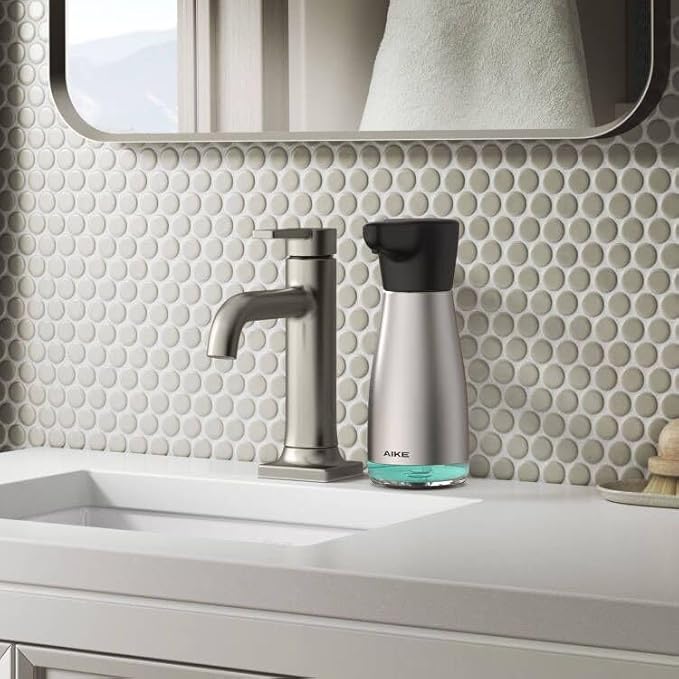 AIKE Magnetic Charging Waterproof Automatic Soap Dispenser for Liquid Soap Spot Resist Stainless Finish 14fl.oz. Model AK1337