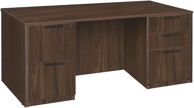 Regency Legacy 66 x 30 in. Office Desk with Double Full Pedestal- Neo Walnut