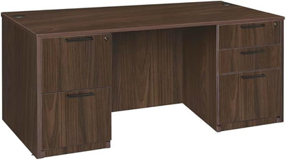 Regency Legacy 66 x 30 in. Office Desk with Double Full Pedestal- Neo Walnut