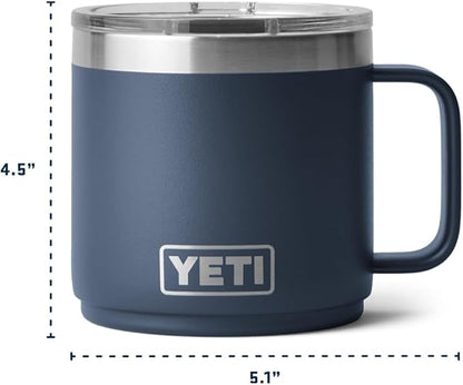 YETI Rambler 14 oz Ceramic Lined Stackable Mug, Vacuum Insulated, Stainless Steel with MagSlider Lid, Seafoam