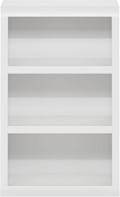Furinno Rail Book Shelf, 3-Tier Bookshelf, Bookcase with Open Shelf, 10.1 x 24.6 x 39, for Living Room, Bedroom, Home Office, White
