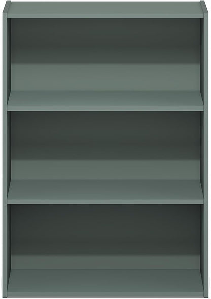 Furinno PASIR Book Shelf, 3-Tier Bookshelf, Bookcase, 9.7" x 23.7" x 31.5", for Living Room, Bedroom, Home Office, Sage Green