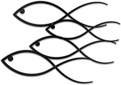 SIGNLEADER Metal Wall Art Decor Fish Minimalist Modern Abstract Wall Sculpture Hangings Home Decoration for Living Room, Bedroom, Bathroom, Kitchen, Outdoor - 18" Black