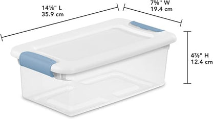 Sterilite 36-Pack Latching Box, Under Bed Storage Bins with Lids, Clear Plastic, 6 Quart - Heavy-Duty Organizing Containers for Closet, Bathroom, and Office