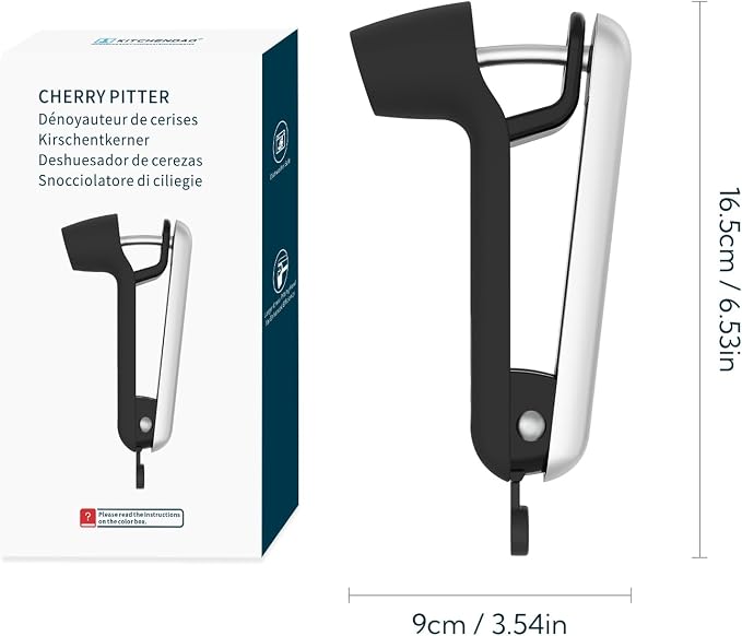 KITCHENDAO Cherry Pitter Tool, Larger Cross-Pitting Head, Sturdy Zinc Alloy Handle, Cherry Core Remover with Safety Lock, Dishwasher Safe