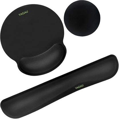 VAGAU Premium Keyboard Wrist Rest and Mouse Pad Wrist Support, Ergonomic Memory Foam Set for Office, Laptop, Mac, Computer and Gaming, Comfortable Typing &Wrist Pain Relief