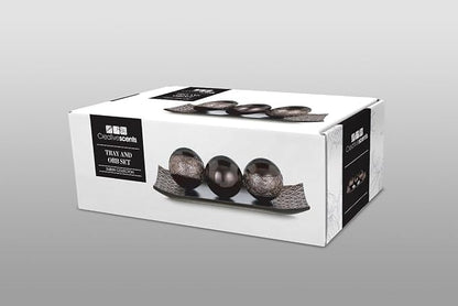 Creative Scents Dublin Brown Tray and Ball Set - Living Room, Entry Table Decor Centerpiece Table Decorations - Decorative Tray for Dining Room, Accent Decor Bowl for House Decoration