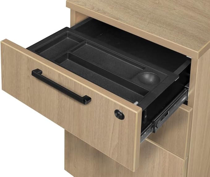 Regency Legacy 71 x 82 in. L Desk with Single Full Pedestal Drawer Unit- Noble Oak