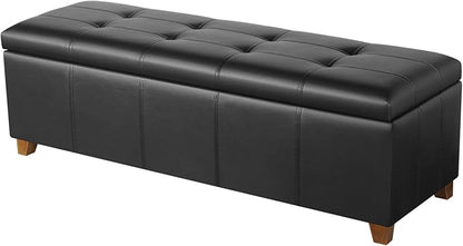 Homebeez 48" Faux Leather Storage Ottoman,End of Bed Bench,Upholstered Ottoman Bench with Storage for Living Room,Bedroom,Entryway