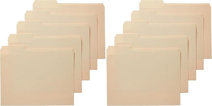 Amazon Basics Sturdy File Folders with Reinforced Tabs for Filing and Organization, 1/3-Cut Tab, Assorted Positions, Letter Size, 8.5x11 inches, Manila, 200-Pack