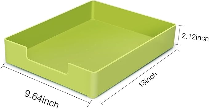 Letter-Size Tray, 2 PCS A4 Plastic Stackable Paper Tray, Desk Drawer Organizer for Office, School, Home Storage (2X Green)