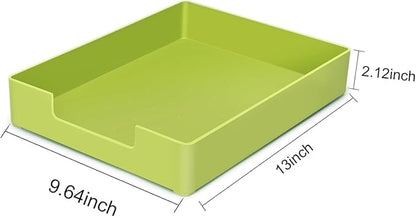 Letter-Size Tray, 2 PCS A4 Plastic Stackable Paper Tray, Desk Drawer Organizer for Office, School, Home Storage (2X Green)