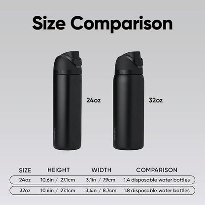 Owala FreeSip Insulated Stainless Steel Water Bottle with Straw, BPA-Free Sports Water Bottle, Great for Travel, 32 Oz, Very, Very Dark